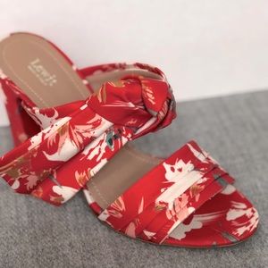 Lewitt Rosa Red Pink Floral Satin Bow Mule - Size 8 - NEW!
